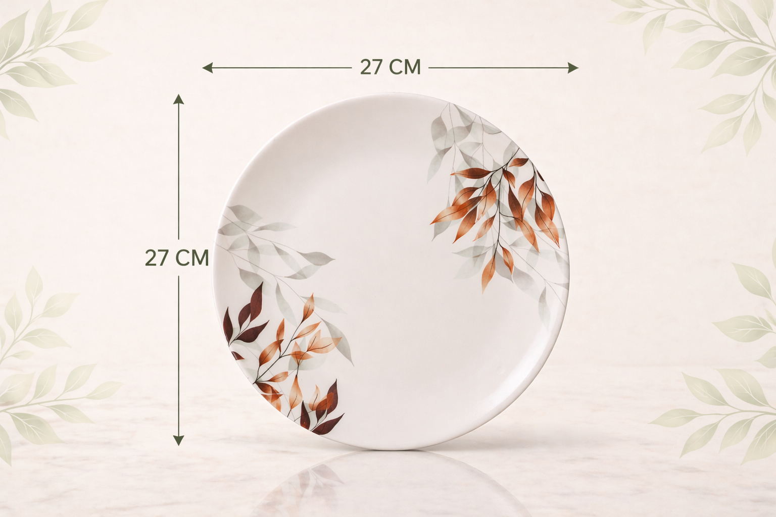 DURODINE IMPERIA 32 PC MELAMINE DINNER SET (Brass Leaf)